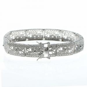 Joyswag OSB405 Finesque Sterling Silver 110ct Tdw Diamond Filigree Flo