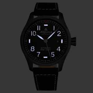 Brav AL525G4TS6 Alpina Men's  'startimer Pilot' Grey Dial Black Leathe