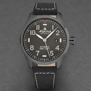 Brav AL525G4TS6 Alpina Men's  'startimer Pilot' Grey Dial Black Leathe