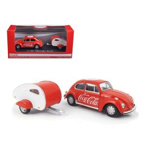 Motorcity 440032 1967 Volkswagen Beetle Red With Teardrop Travel Trail