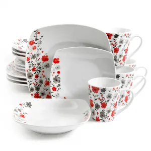 Gibson 94771.16 Home Rosetta Floral 16 Piece Fine Ceramic Dinnerware S