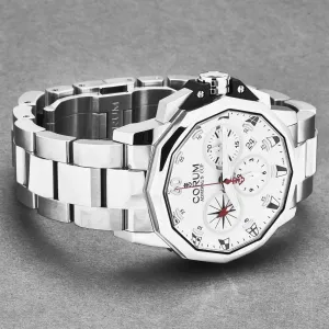 Brav A753/04257 Corum Men's  'admiral Cup' Chronograph White Dial Stai