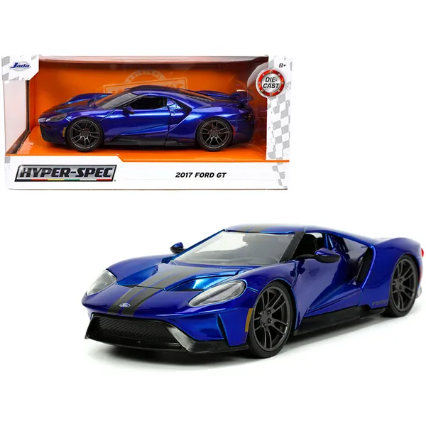 Jada 32720 2017 Ford Gt Candy Blue With Gray Stripes Hyper-spec Series