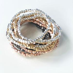 Claudia B9009.5 Metallic Beaded Bracelet Set - Perfect For Stacking