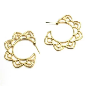 Claudia G Collection Flora Gold Hoop Earrings with Flower