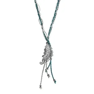Claudia G Collection Serenity Rhinestone Feather Necklace