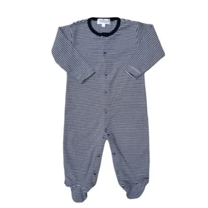 Benben Apparel Navy Stripes Pajama Set with Navy Sleeves -