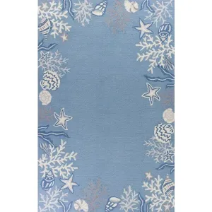 Homeroots.co 353393 2'x4' Polyester Sea Blue Accent Rug