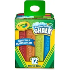 Crayola CYO 512012 Washable Sidewalk Chalk - 4 Length - Assorted - 12 