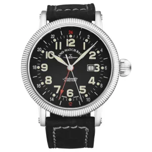 Brav 88075GMT-A1 Zeno 88075gmt-a1 Men's 'pilot Nostalgia' Xl Gmt Black