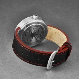 Brav B554-A17 Zeno B554-a17 Men's 'rondo' Black Dial Blackred Leather 