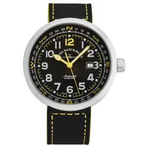 Brav B554-A19 Zeno B554-a19 Men's 'rondo' Black Dial Blackyellow Leath