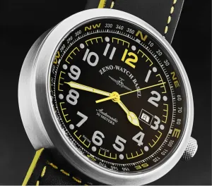 Brav B554-A19 Zeno B554-a19 Men's 'rondo' Black Dial Blackyellow Leath