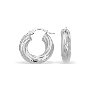 Unbranded 04876 14k White Gold Fancy Twist Hoop Earrings (78 Inch Diam