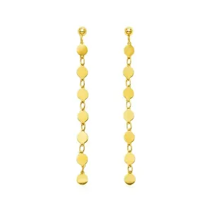 Unbranded 58086 14k Yellow Gold Post Dangle Earrings With Polished Cir