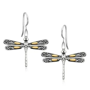 Unbranded 03446 18k Yellow Gold And Sterling Silver Dragonfly Motif Dr