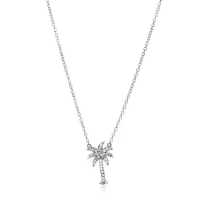 Unbranded 65204-18 Sterling Silver Palm Tree Necklace With Cubic Zirco