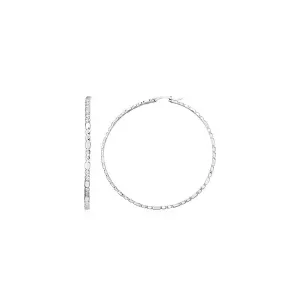 Unbranded 82269 Sterling Silver Hoop Earrings With Cubic Zirconias