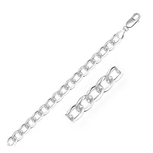 Unbranded 07007-24 Rhodium Plated 7.2mm Sterling Silver Curb Style Cha