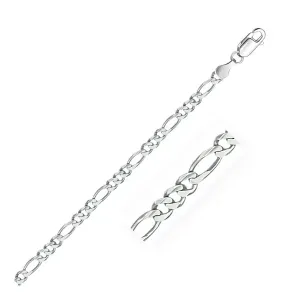 Unbranded 06640-7 3.8mm 14k White Gold Solid Figaro Bracelet Size: 7''