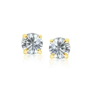 Unbranded 00809 14k Yellow Gold 8.0mm Round Cz Stud Earrings