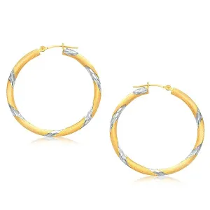 Unbranded 16006 14k Two Tone Gold Polished Hoop Earrings (30 Mm)