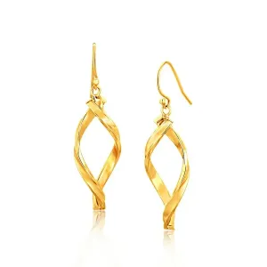 Unbranded 42356 14k Yellow Gold Fancy Flat Twisted Oval Dangling Earri