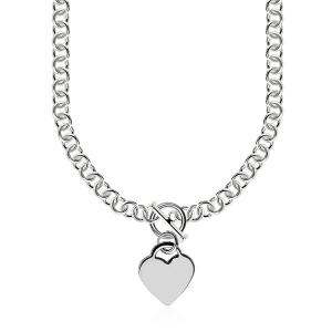 Unbranded 00176-18 Sterling Silver Rolo Chain  With A Heart Toggle Cha