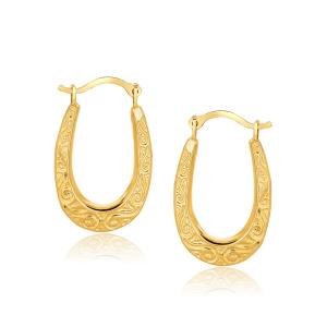 Unbranded 02249 10k Yellow Gold Fancy Oval Hoop Earrings