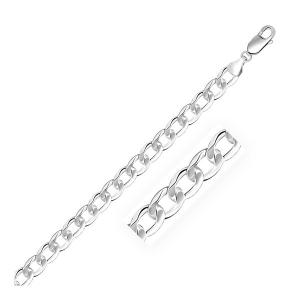 Unbranded 07007-20 Rhodium Plated 7.2mm Sterling Silver Curb Style Cha