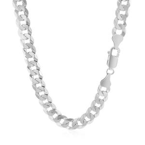 Unbranded 07007-20 Rhodium Plated 7.2mm Sterling Silver Curb Style Cha