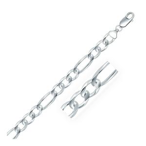 Unbranded 83464-22 Rhodium Plated 9.0mm Sterling Silver Figaro Style C