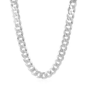 Unbranded 07007-22 Rhodium Plated 7.2mm Sterling Silver Curb Style Cha