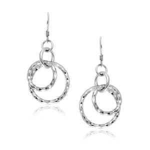 Unbranded 97940 Sterling Silver Dangling Earrings With Dual Textured C