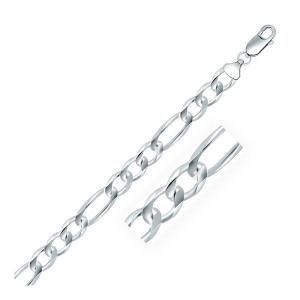 Unbranded 06086-20 Rhodium Plated 8.8mm Sterling Silver Figaro Style C