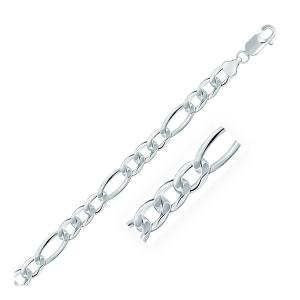 Unbranded 05496-24 Rhodium Plated 8.1mm Sterling Silver Figaro Style C