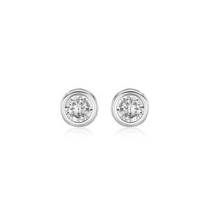 Unbranded 72847 Sterling Silver Round Bezel Set Cubic Zirconia Earring