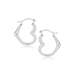 Unbranded 06704 10k White Gold Heart Hoop Earrings