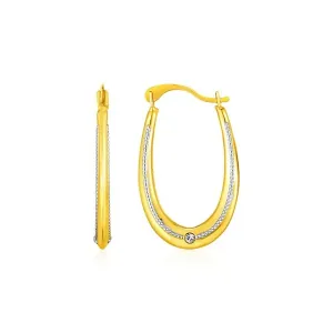 Unbranded 25353 14k Two Toned Gold Elongated Hoop Earrings