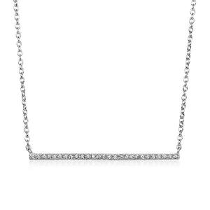 Unbranded 38488-18 Sterling Silver Straight Bar Necklace With Cubic Zi