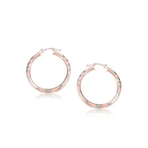 Unbranded 24404 14k Rose Gold Fancy Diamond Cut Hoop Earrings (25mm Di