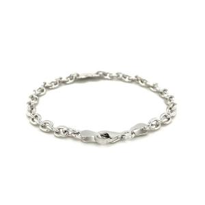 Unbranded 09016-7.25 Sterling Silver Rhodium Plated Chain Bracelet Wit