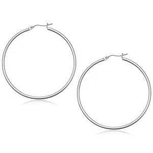 Unbranded 25318 14k White Gold Polished Hoop Earrings (50 Mm)