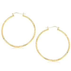 Unbranded 36556 14k Yellow Gold Fancy Diamond Cut Extra Large Hoop Ear