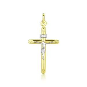 Unbranded 39045 14k Two Tone Gold Cross Pendant