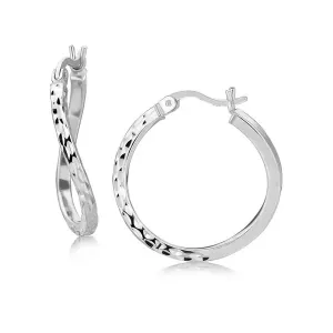 Unbranded 86383 Elegant Sterling Silver Twist Hoop Earrings With Diamo