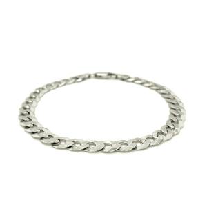 Unbranded 85760-8.5 Rhodium Plated 7.2mm Sterling Silver Curb Style Br