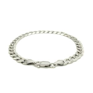 Unbranded 85760-8.5 Rhodium Plated 7.2mm Sterling Silver Curb Style Br