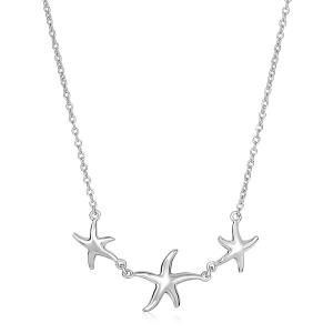 Unbranded 90736-18 Sterling Silver Necklace With Three Starfish Size: 