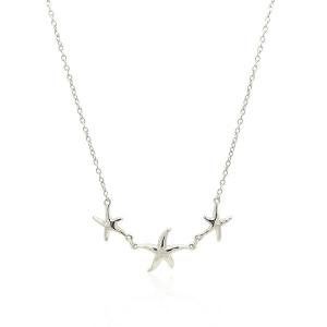 Unbranded 90736-18 Sterling Silver Necklace With Three Starfish Size: 